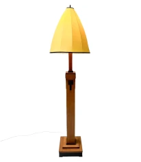 Art Deco Modernist Floor Lamp with Shantung Silk Shade, 1920s